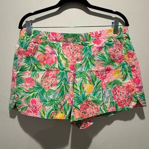 Lilly Pulitzer - Ocean View Pull On Shorts - Pink Tropical Print Women’s Shorts